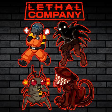 Lethal Company Keychains & Stickers Employee, Bracken, Hoarding Bug, Eyeless blind Dog Vinyl ...