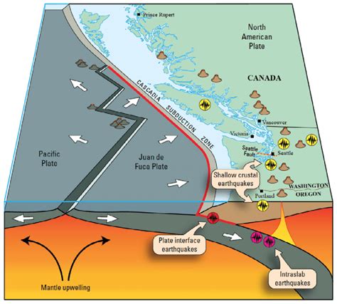 Three-dimensional schematic diagram showing the types of earthquakes in ...