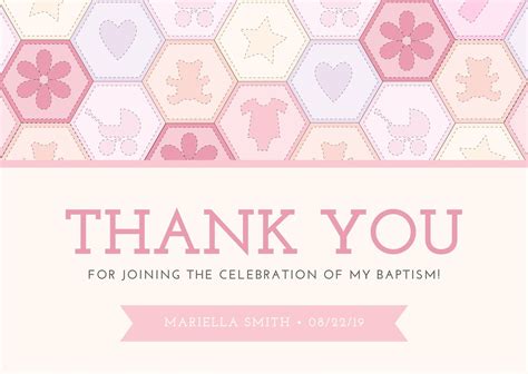 Free, printable custom christening thank you card templates | Canva