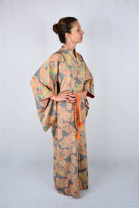 Cleaned Japanese Vintage Kimono Robe Silk with free Obijime belt, Silk ...