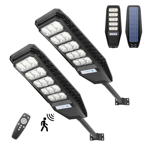 300W Solar Street Light, 2 Light Set Motion Sensor Dusk to Dawn 15000LM Solar Lights Outdoor ...