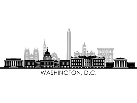 WASHINGTON D.C. USA SKYLINE City Outline Silhouette Vector | Etsy