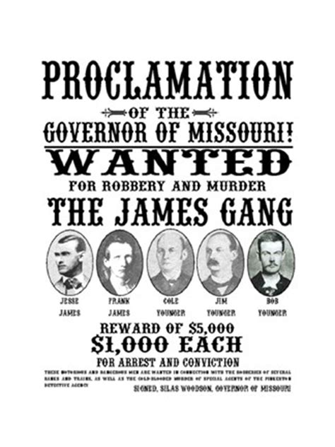 The James Gang Wanted Poster Fine Art Print by Unknown at ...