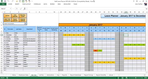 Annual Leave Planner Template Via Excel | Calendar Template 2024-2025