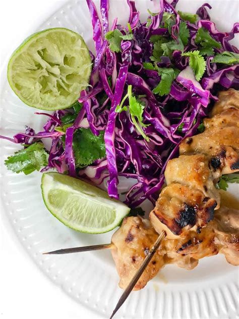 Grilled Pineapple Chicken Skewers with Cilantro Lime Slaw - Baked Ambrosia