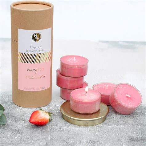 A Set Of Six Fizz And Strawberry Candles By Hearth & Heritage | notonthehighstreet.com