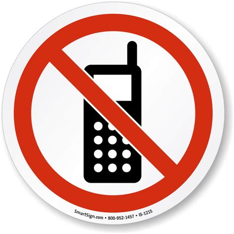 No Cell Phones Symbol ISO Prohibition Circular Sign, SKU: IS-1215 ...