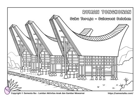 Sketsa Mewarnai Gambar Rumah Toraja - IMAGESEE