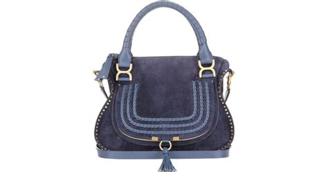 Chloé Marcie Medium Suede Shoulder Bag in Blue | Lyst
