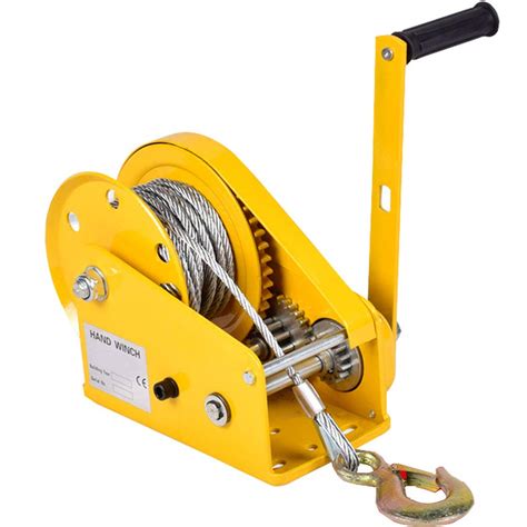 Buy Hand Winch, Heavy Duty Manual Crank Two-Way Ratchet Winch with Cable and Steel Hook, Hand ...