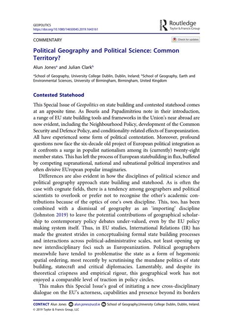 (PDF) ‘Political Geography and Political Science: Common Territory?’