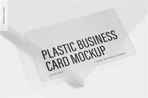 Premium PSD | Clear plastic business card mockup, on podium