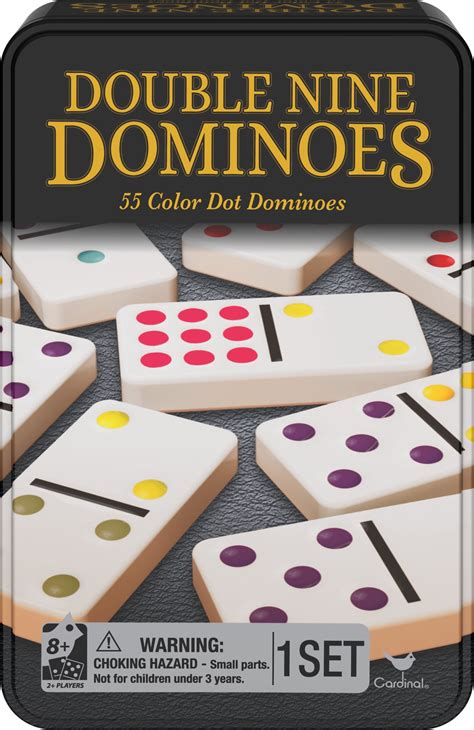 Cardinal Games Double Nine Dominoes Game in a Tin 55 Color Dot Dominoes Affordable goods Order ...