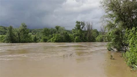 River Flooding Coast,fields And House To The Highway,car Passing,sunny Day,sunlight,cloudy Sky ...