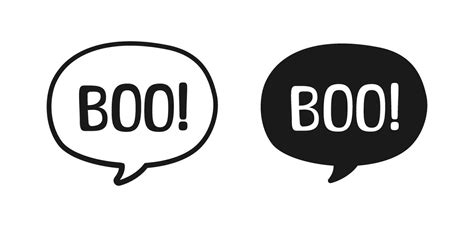 Boo text in speech bubble. Outline and Silhouette design doodle for print. Vector illustration ...