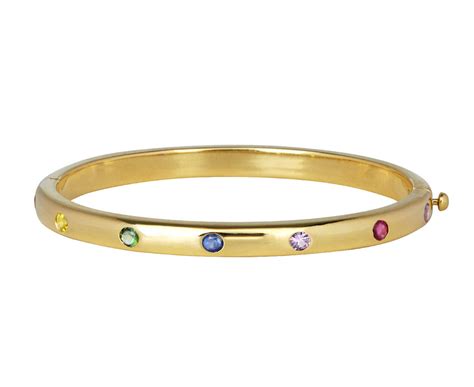 Narrow Rainbow Sapphire Bangle Bracelet | Brent Neale | TWISTOnline