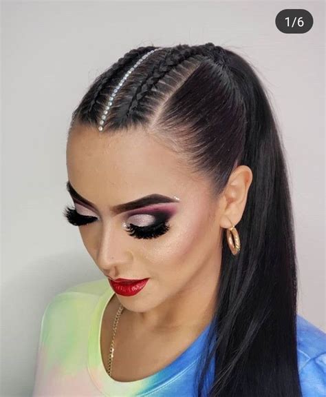 Slick back ponytail with two front braids | Ballroom hair, Competition ...