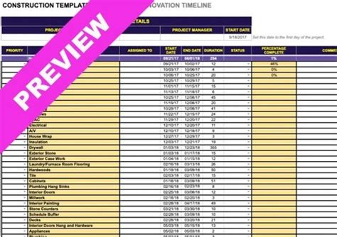 Free Home Renovation Or Residential Construction Project Timeline ...