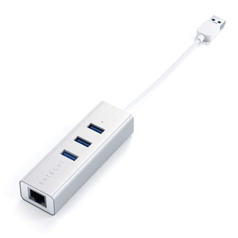 Aluminum 3-Port USB 3.0 Hub and Ethernet Adapter | Hubs & Docks