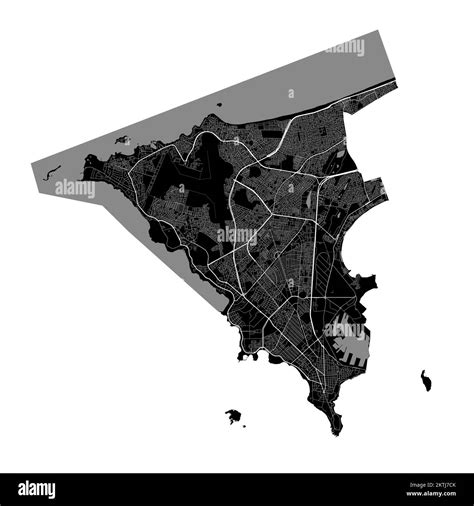 Dakar map. Detailed vector map of Dakar city administrative area. Cityscape poster metropolitan ...