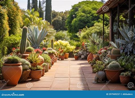 Spanish Villa Garden Filled with Succulents in Terracotta Pots Stock Image - Image of gardening ...