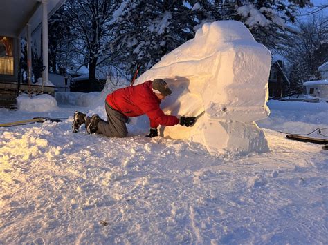 Buffalo Bills fans create Bills snow sculptures in East Aurora