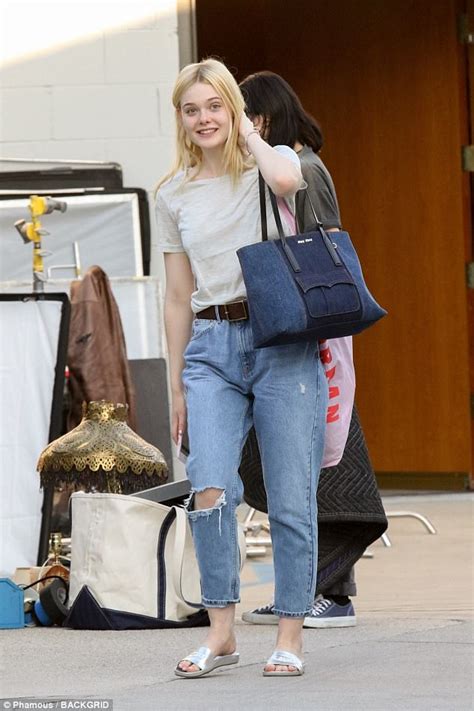 Elle Fanning wears oversized jeans in LA | Daily Mail Online