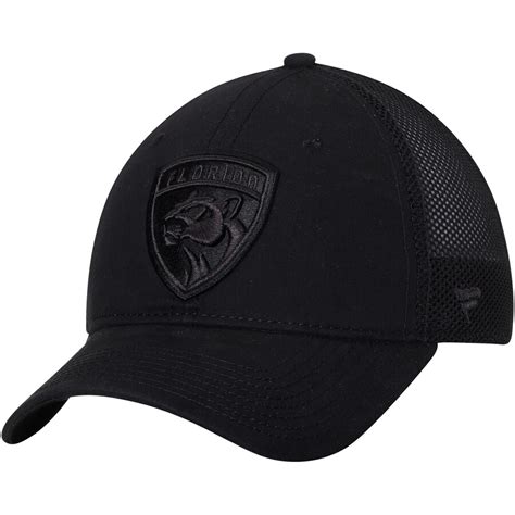 Florida Panthers Fanatics Branded Indestructible Blackout Trucker Adjustable Snapback Hat - Black