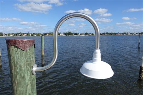 Wall Mount Gooseneck Aluminum Dock Light-Dome Shade - Dock Lights