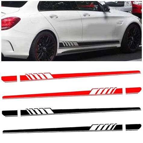 CITALL New 2pcs Car Side Body Vinyl Decal Graphic Long Sport Stripe Sticker Racing Sports Fit ...