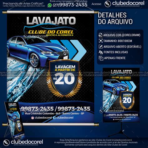 Banner Lava Jato - Modelo Pronto (CDR e PDF) | Clube do Corel