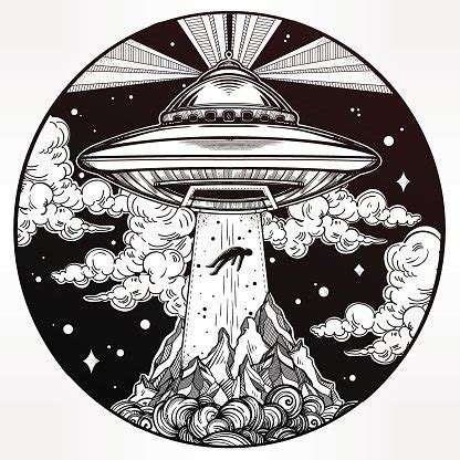 Alien Spaceship Abduction. Ufo Vector Art Stock Vector | Royalty-Free | FreeImages