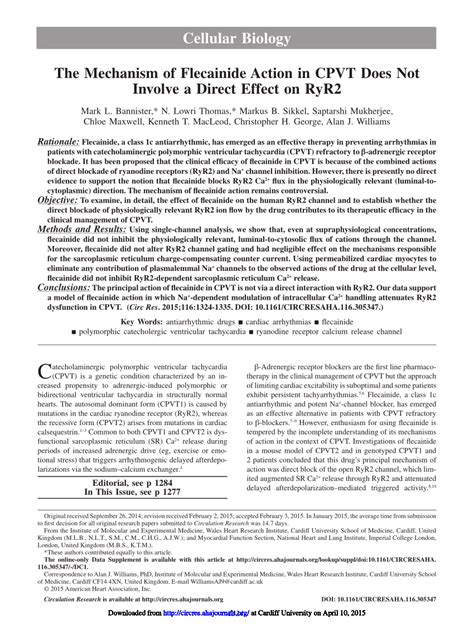 (PDF) The Mechanism of Flecainide Action in CPVT Does Not Involve a Direct Effect on RyR2