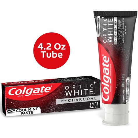 Colgate Optic White with Charcoal Whitening Toothpaste, Cool Mint, 4.2 ...