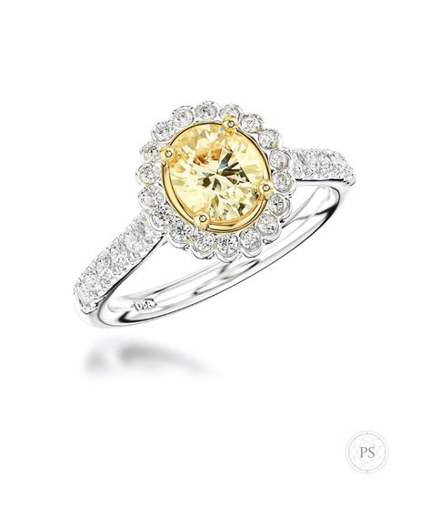 0.61ct Oval Cut Yellow Diamond Halo Ring - Phillip Stoner The Jeweller