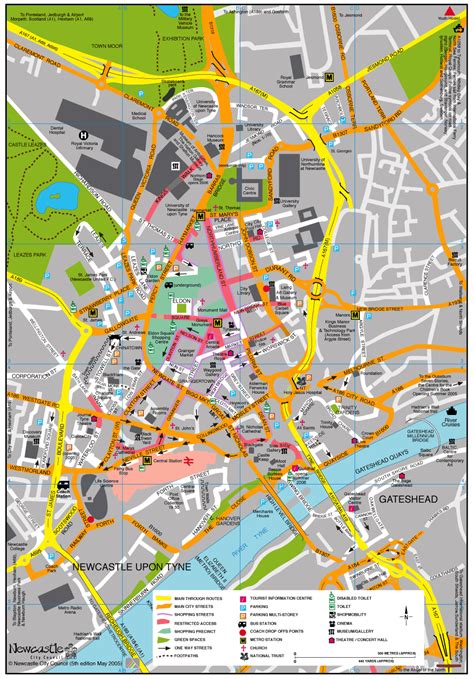 Map of Newcastle Upon Tyne, UK - Free Printable Maps