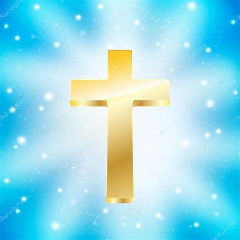 Golden cross on light rays blue background — Stock Vector © Ghenadie ...