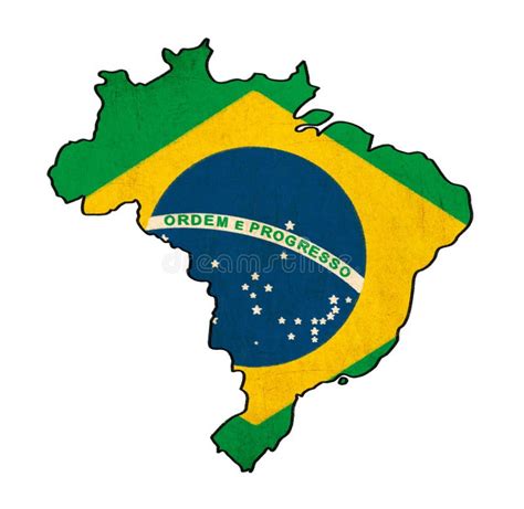 Brazil Map On Brazil Flag Drawing Stock Illustration - Illustration of ...