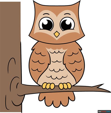 How To Draw An Easy Owl Tutorial Video And Owl Coloring Page | atelier ...