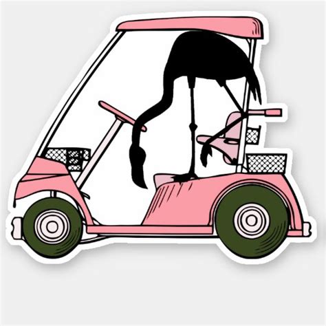 Funny Flamingo Golf Cart Sticker | Zazzle.com