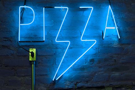 Download Blue Pizza Neon Sign Wallpaper | Wallpapers.com