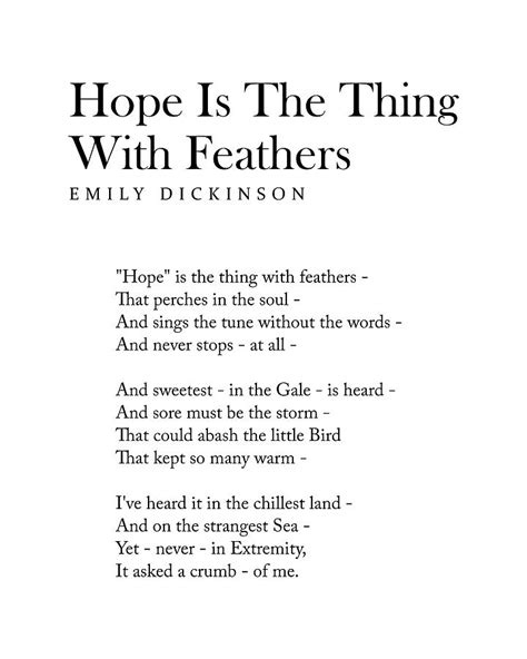 Hope Is The Thing With Feathers - Emily Dickinson Poem - Literature ...