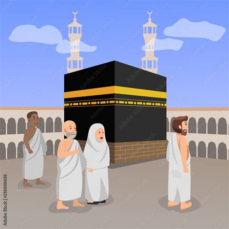 Hajj (Pilgrimage) Islamic Prayer in Macca Illustration Vector Cartoon Stock Vector | Adobe Stock