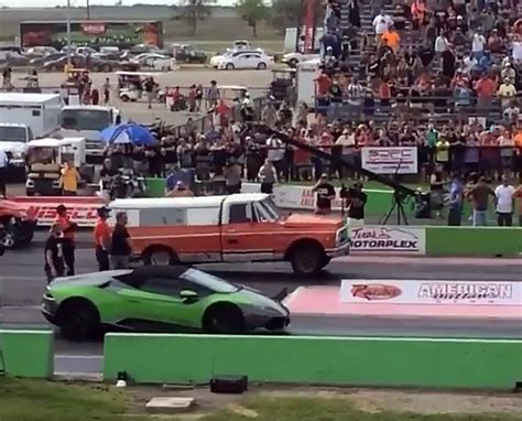 Lambo Huracan Can't Believe Its Luck Drag Racing Against a Farm Truck ...