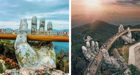 The Golden Bridge In Vietnam Looks Like It's Being Held By Two Giant Hands