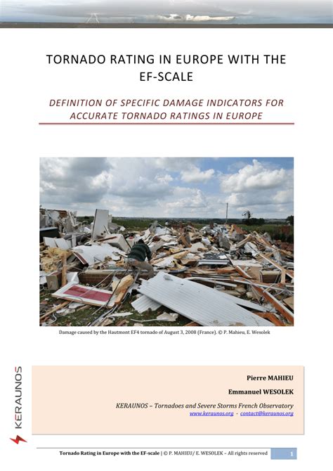 (PDF) Tornado Rating in Europe with the Enhanced Fujita Scake (EF-scale ...