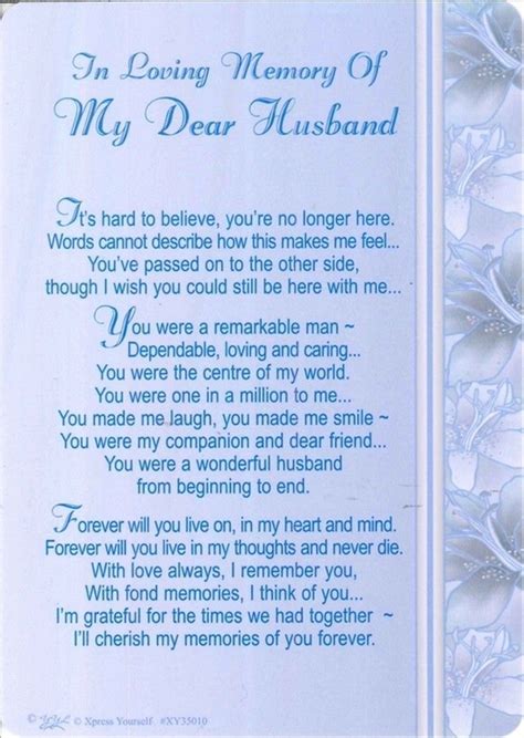 Details about Memorial Grave Card IN LOVING MEMORY OF MY DEAR HUSBAND ...