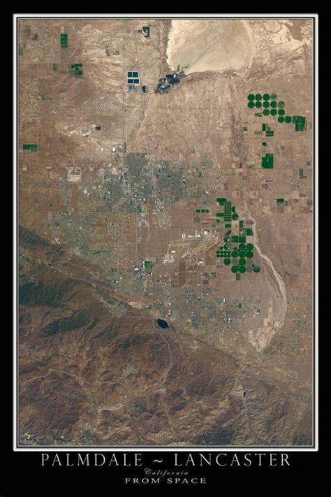 The Palmdale Lancaster California Satellite Poster Map | Etsy ...