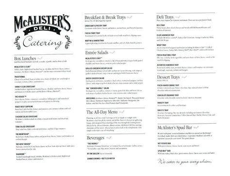 Mcalisters Printable Menu