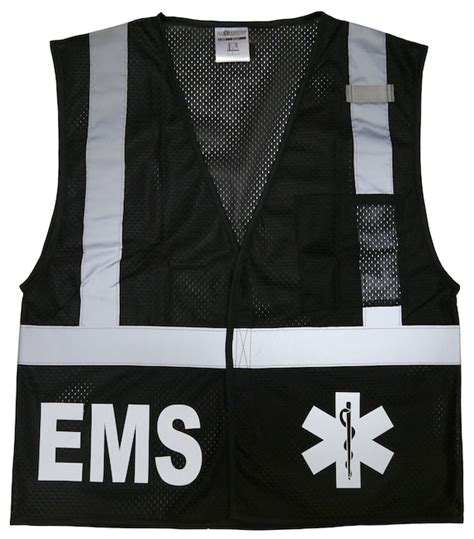 EMS safety vest black REFLECTIVE design High Visibility | Etsy